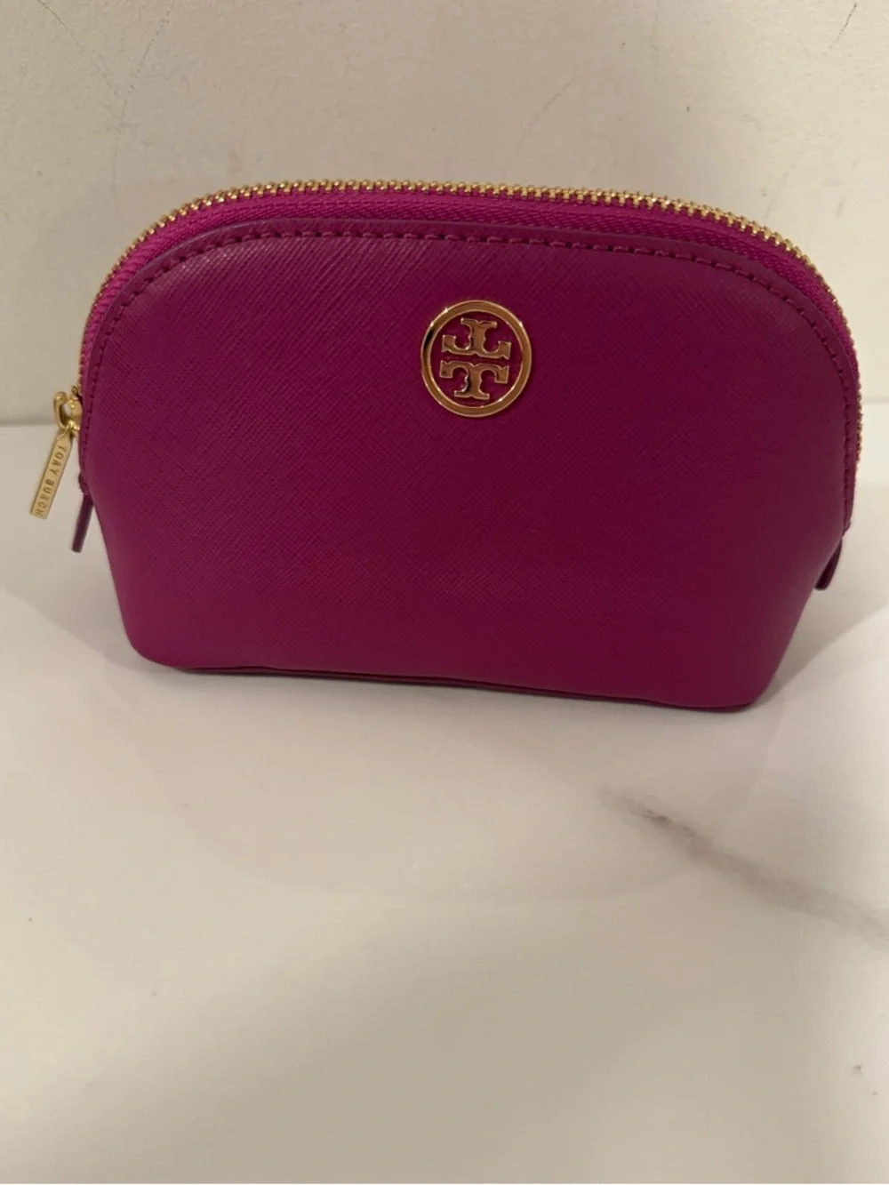 Tory Burch Pink Cosmetic Pouch with Gold Logo